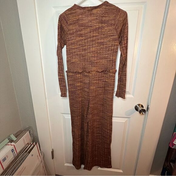 Art Class Button Ribbed Jumpsuit Lettuce Trim Girls Brown Multicolor XL 14 / 16 - Picture 10 of 10